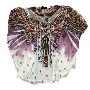 Fang Y2K Top Womens Large Semisheer Blouse Coquette Fairy Festival Whimsigoth